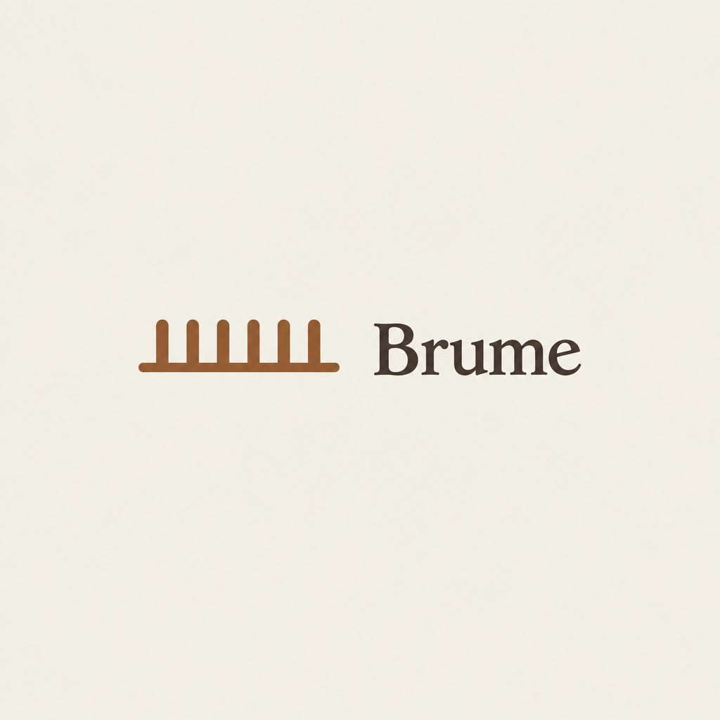 Brume の完成稿。横棒の上の六つの席と、横の名前 Brume。